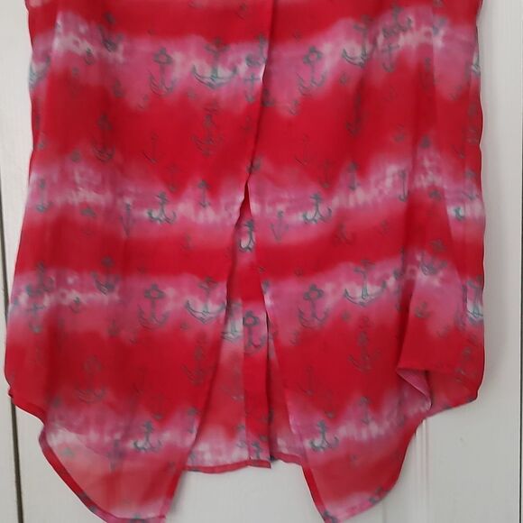 LAmour Womens Anchor Sheer Open Back Button Front - Picture 5 of 5